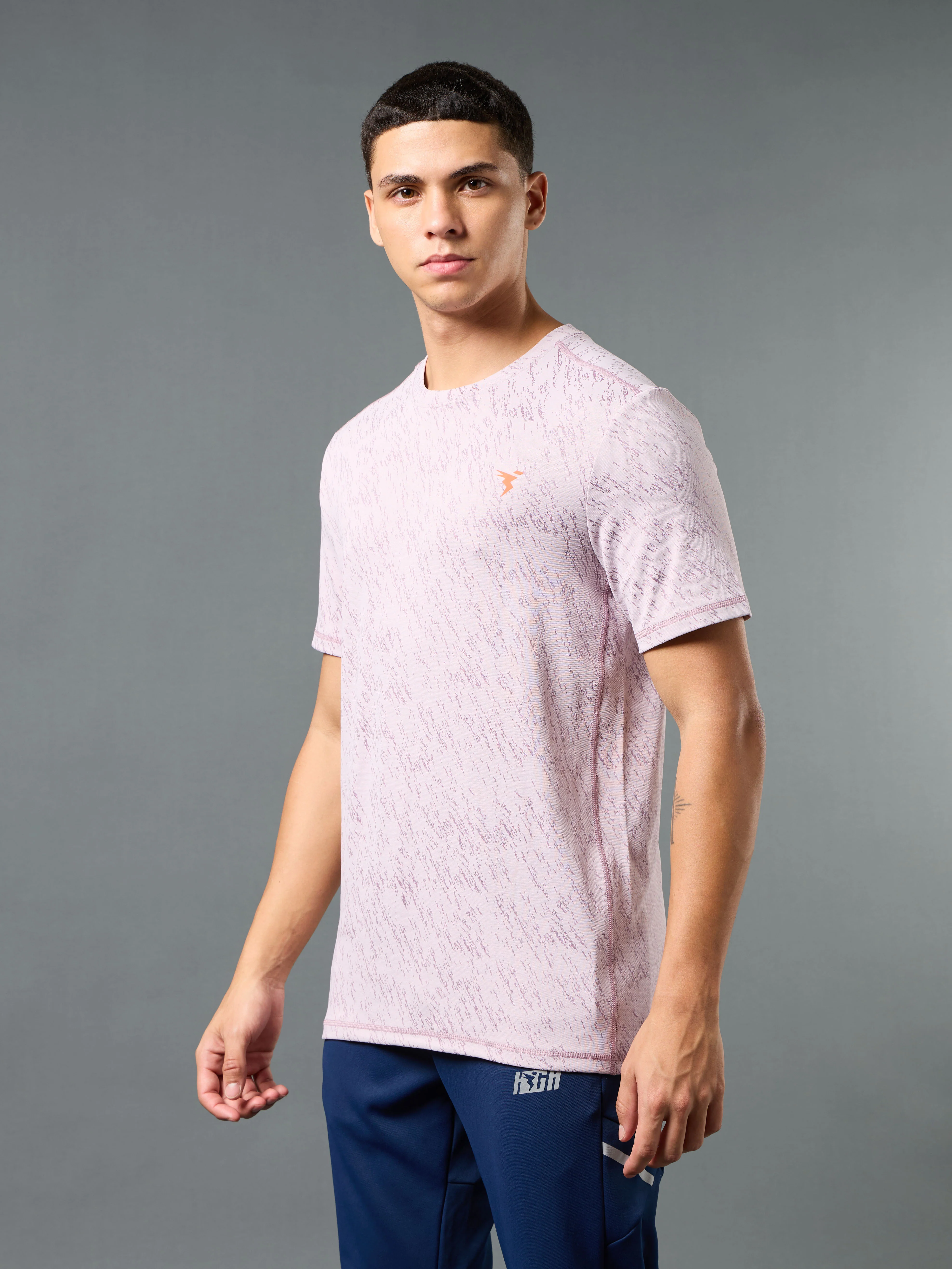 Men Jacquard Slim Fit Crew Neck T-shirt with DOUBLE COOL - Image 4