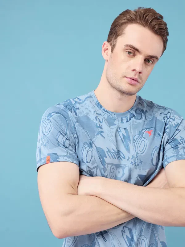 Men Jacquard Slim Fit Crew Neck T-shirt with DOUBLE COOL - Image 6