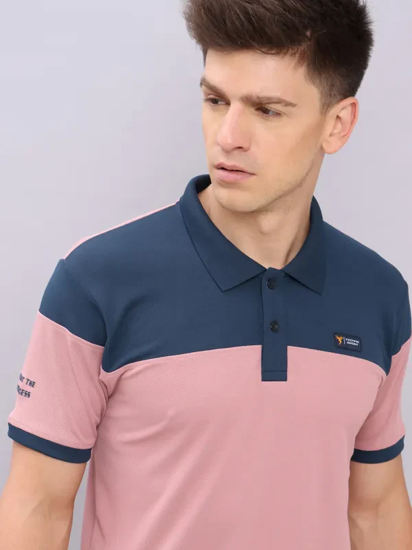 Men Colorblock Slim Fit Polo T-shirt with TECHNO DRY - Image 5