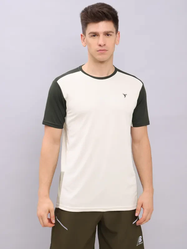 Men Colorblock Slim Fit Crew Neck T-shirt with TECHNO COOL+ - Image 3