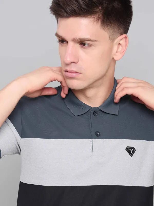 Men Colorblock Slim Fit Polo T-shirt with MATPIQ - Image 2