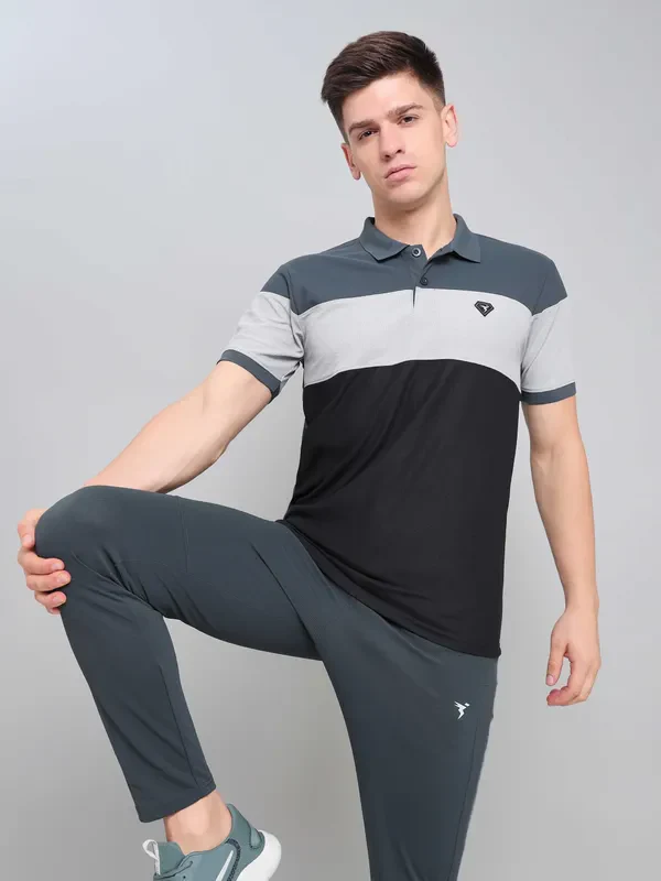 Men Colorblock Slim Fit Polo T-shirt with MATPIQ - Image 6