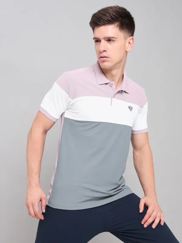 Men Colorblock Slim Fit Polo T-shirt with MATPIQ - Image 2