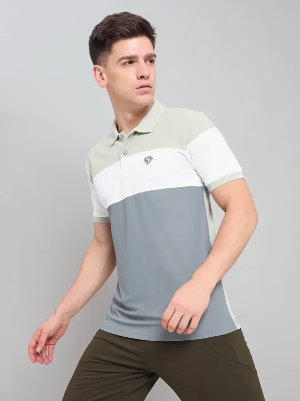 Men Colorblock Slim Fit Polo T-shirt with MATPIQ - Image 2