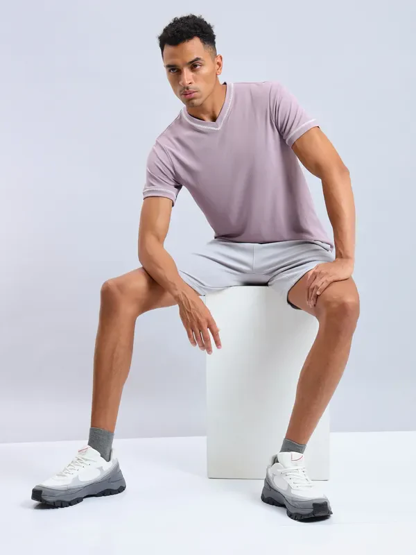 Men Solid Slim Fit V Neck T-shirt with TECHNO COOL+ - Image 6