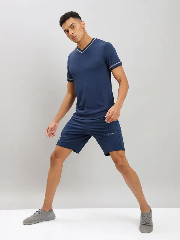 Men Solid Slim Fit V Neck T-shirt with TECHNO COOL+ - Image 5