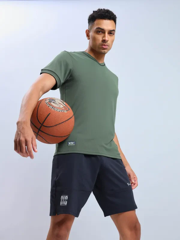 Men Solid Slim Fit V Neck T-shirt with TECHNO COOL+ - Image 2