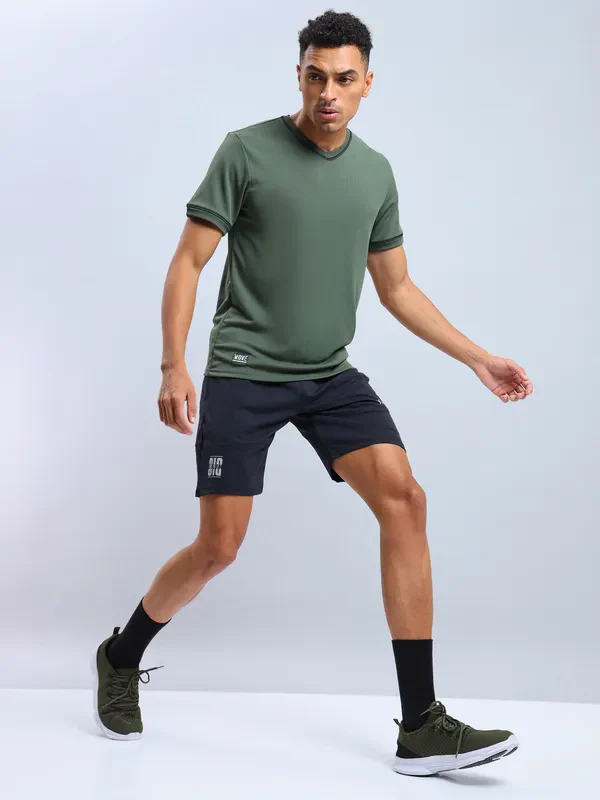 Men Solid Slim Fit V Neck T-shirt with TECHNO COOL+ - Image 5