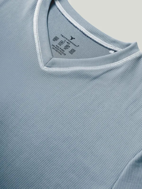 Men Solid Slim Fit V Neck T-shirt with TECHNO COOL+ - Image 10