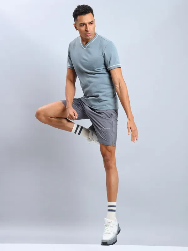 Men Solid Slim Fit V Neck T-shirt with TECHNO COOL+ - Image 5