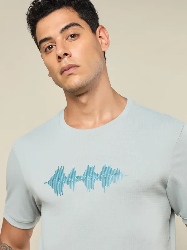 Men Printed Regular Fit Crew Neck T-shirt with TECHNO COOL+ - Image 5