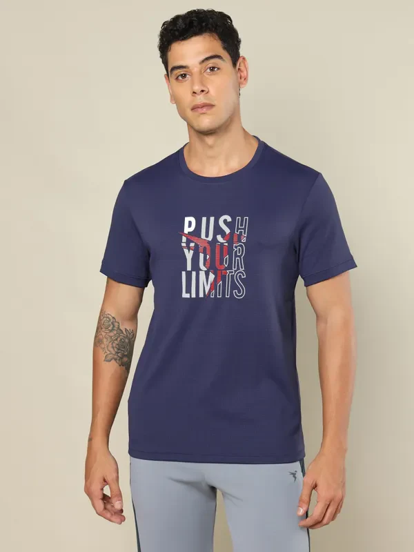 Men Printed Regular Fit Crew Neck T-shirt with TECHNO COOL+ - Image 5