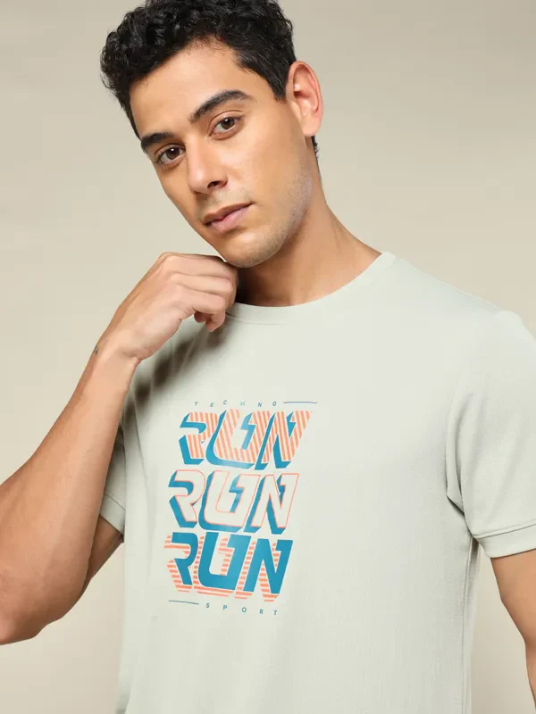 Men Printed Regular Fit Crew Neck T-shirt with TECHNO COOL+ - Image 6