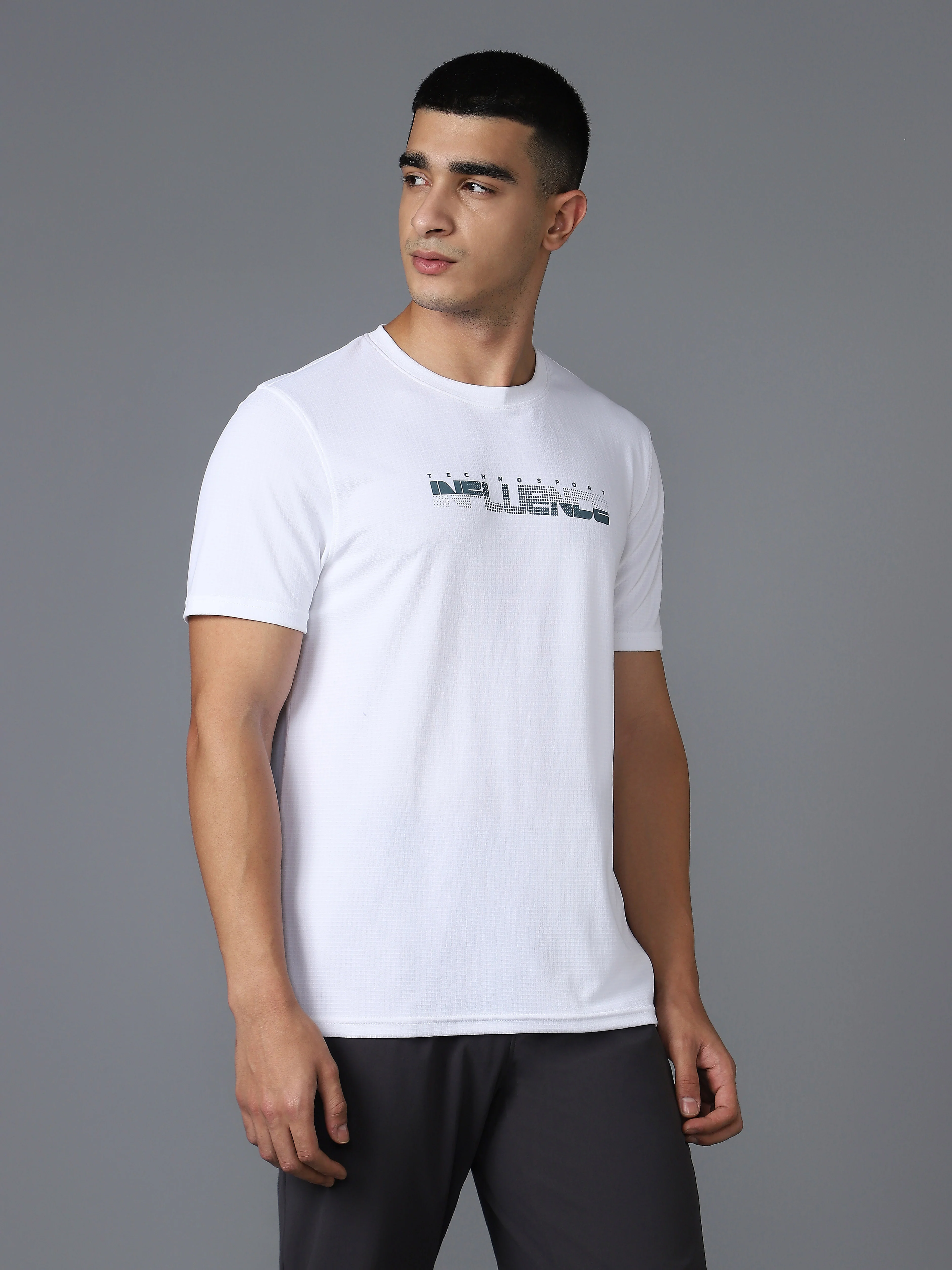 Men Printed Regular Fit Crew Neck T-shirt with TECHNO COOL+ - Image 3