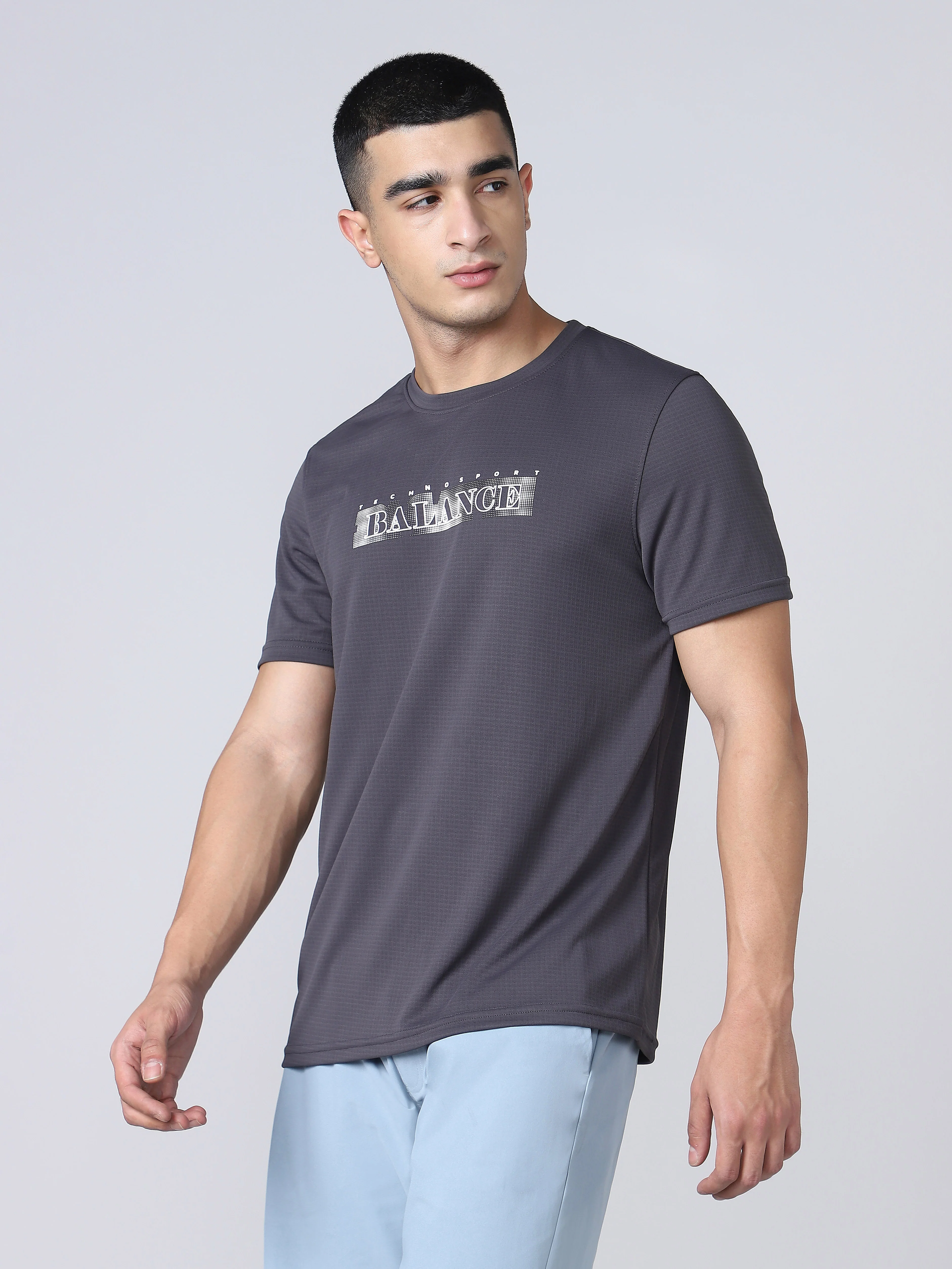 Men Printed Regular Fit Crew Neck T-shirt with TECHNO COOL+ - Image 3
