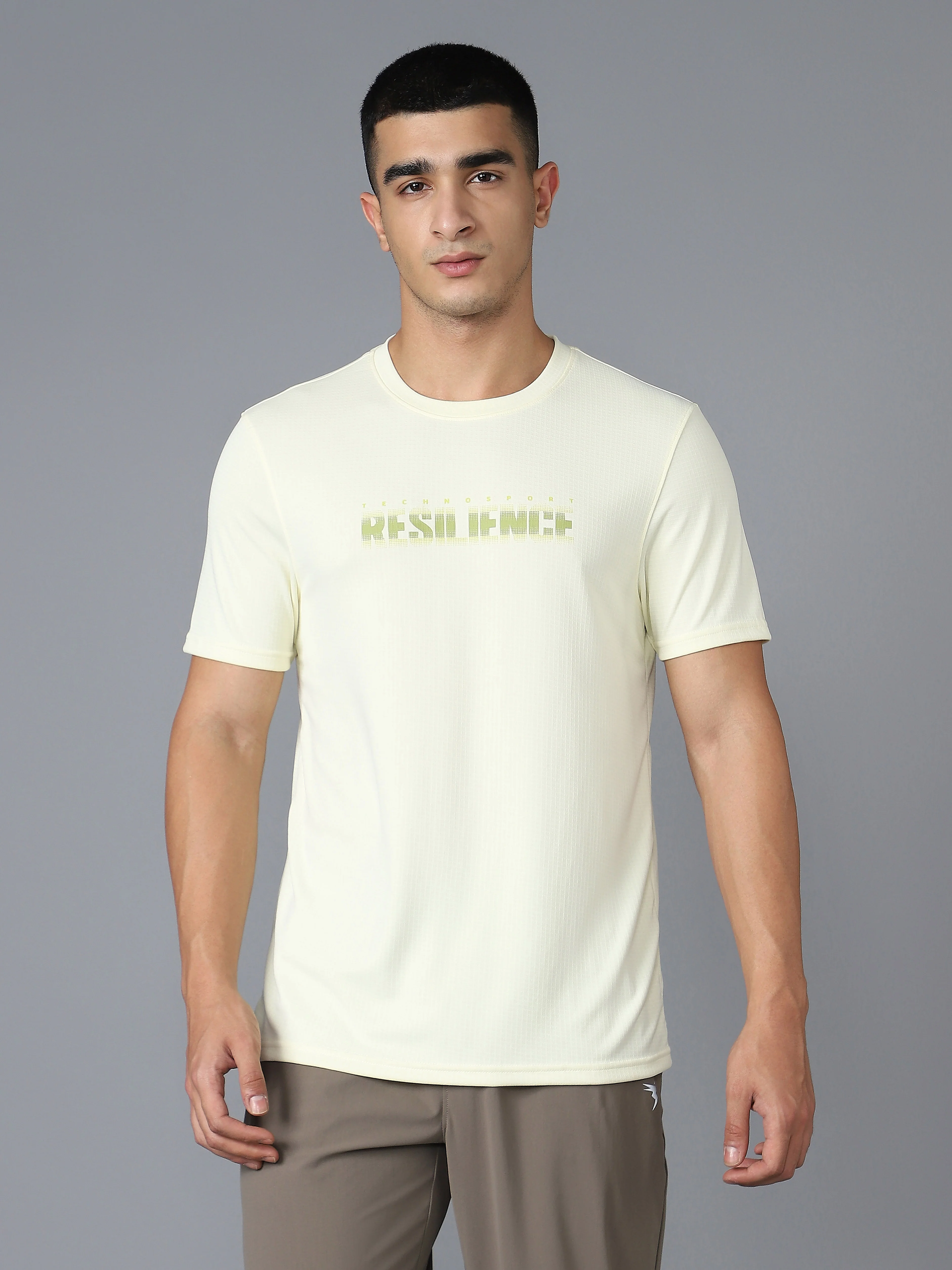 Men Printed Regular Fit Crew Neck T-shirt with TECHNO COOL+