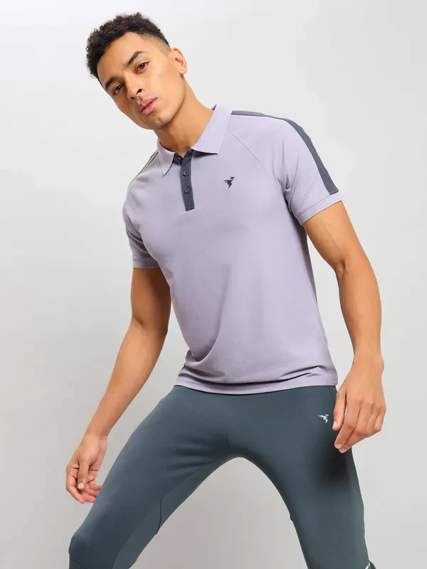 Men Colorblock Slim Fit Polo T-shirt with MATPIQ - Image 2