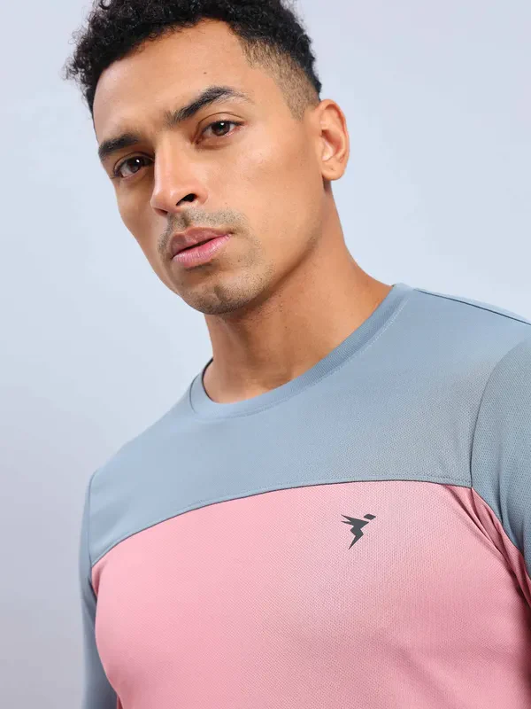 Men Colorblock Slim Fit Crew Neck T-shirt with TECHNO COOL+ - Image 6