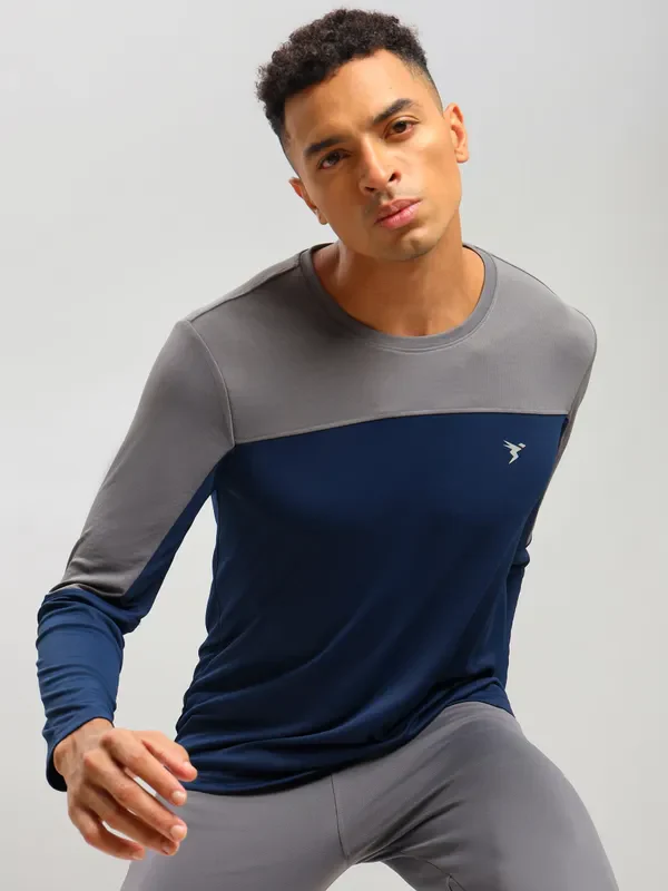 Men Colorblock Slim Fit Crew Neck T-shirt with TECHNO COOL+ - Image 5