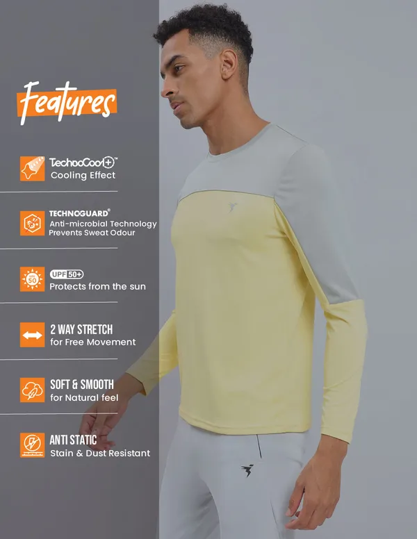 Men Colorblock Slim Fit Crew Neck T-shirt with TECHNO COOL+ - Image 3