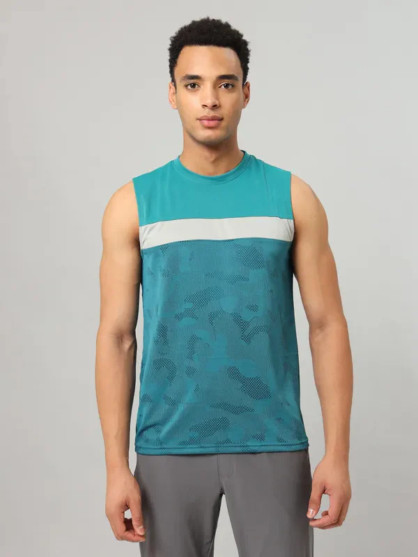 Men Jacquard Slim Fit Crew Neck Innerwear Vest with VENTMESH