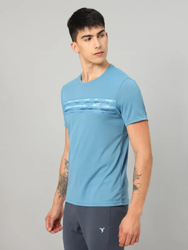 Men Printed Slim Fit Crew Neck T-shirt with TECHNO COOL+ - Image 4