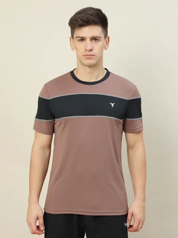Men Colorblock Slim Fit Crew Neck T-shirt with TECHNO COOL+ - Image 2