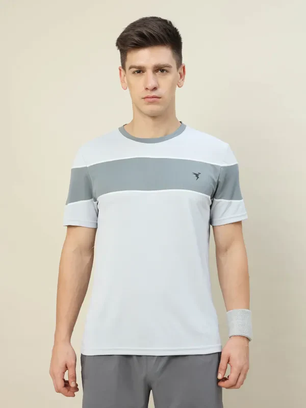 Men Colorblock Slim Fit Crew Neck T-shirt with TECHNO COOL+ - Image 3