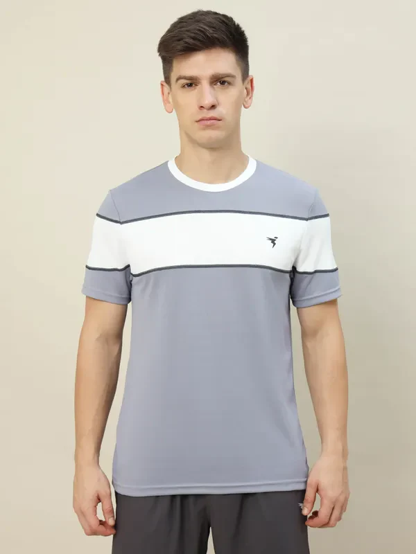 Men Colorblock Slim Fit Crew Neck T-shirt with TECHNO COOL+ - Image 2