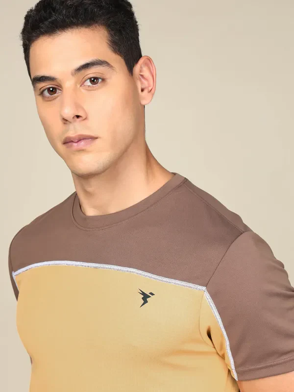 Men Colorblock Slim Fit Crew Neck T-shirt with TECHNO COOL+ - Image 5