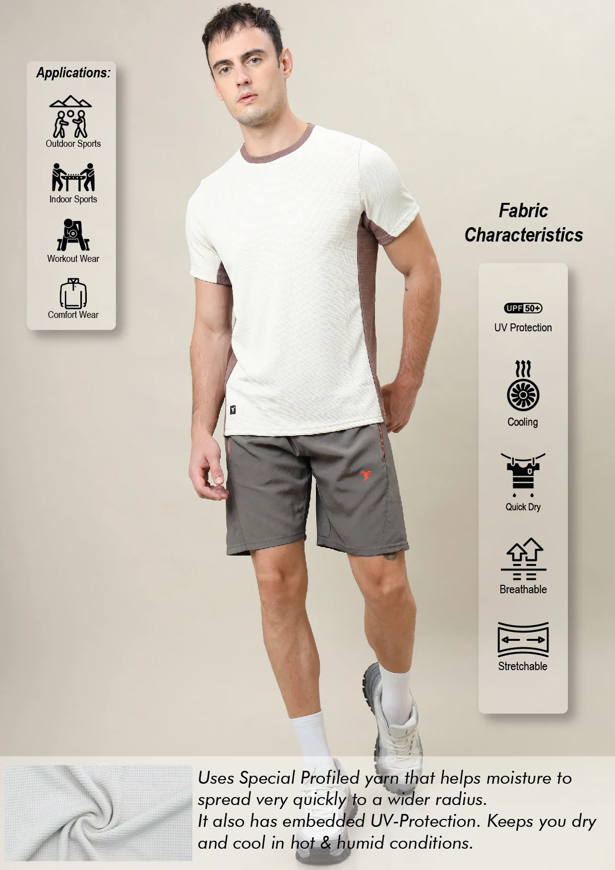 Men Colorblock Slim Fit Crew Neck T-shirt with TECHNO COOL+ - Image 4
