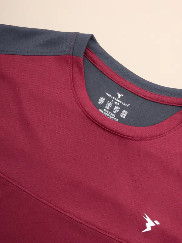 Men Colorblock Slim Fit Crew Neck T-shirt with TECHNO COOL+ - Image 8