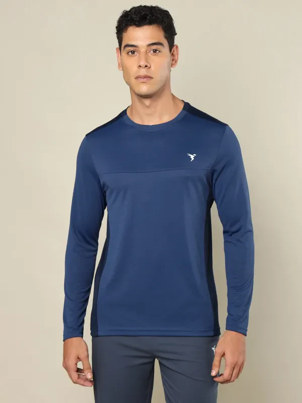 Men Colorblock Slim Fit Crew Neck T-shirt with TECHNO COOL+ - Image 3