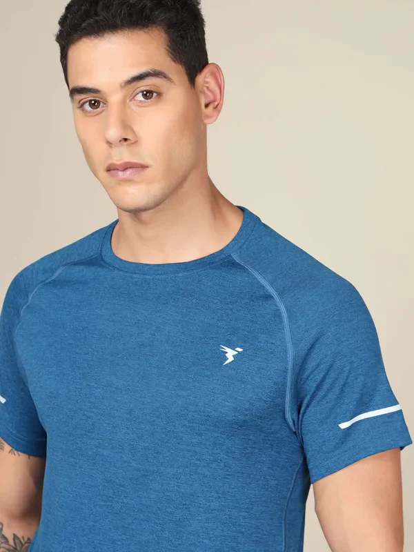 Men Melange Slim Fit Crew Neck T-shirt with DOUBLECOOL - Image 6