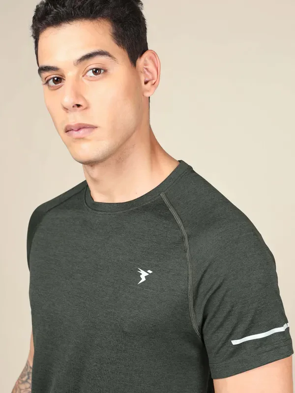 Men Melange Slim Fit Crew Neck T-shirt with DOUBLECOOL - Image 6