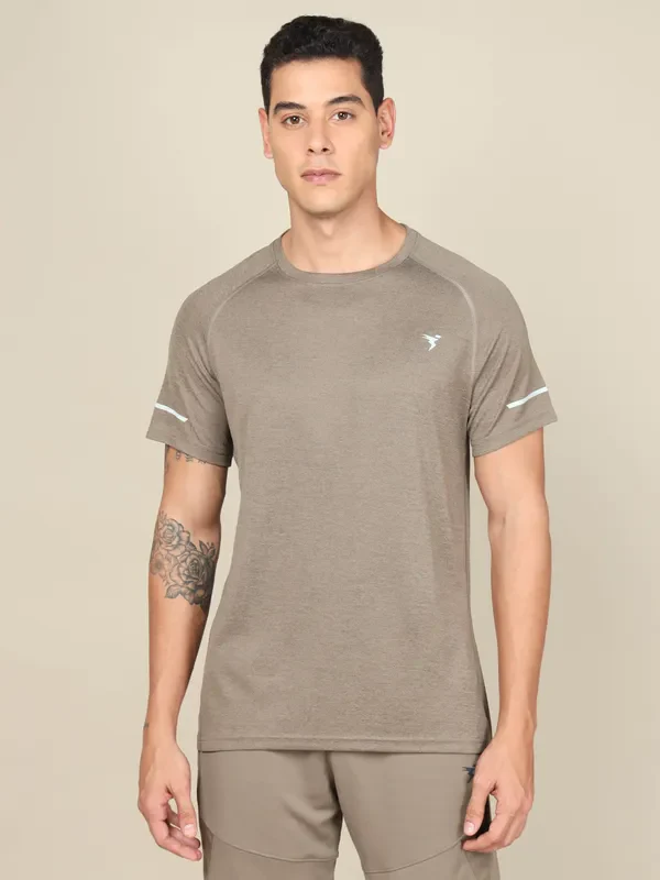 Men Melange Slim Fit Crew Neck T-shirt with DOUBLECOOL - Image 2