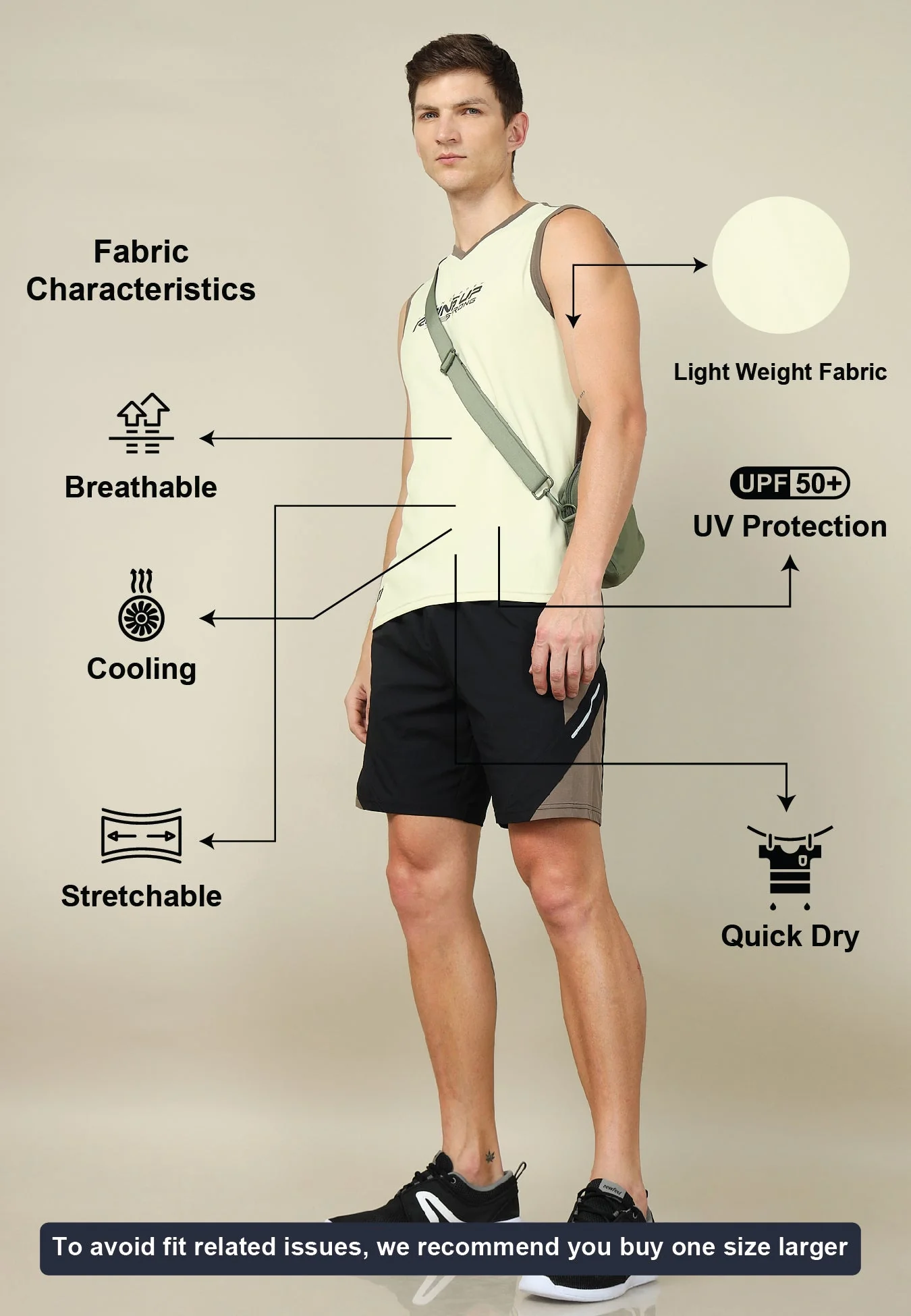 Men Solid Slim Fit V Neck Sleeveless T-shirt with TECHNO COOL + - Image 4