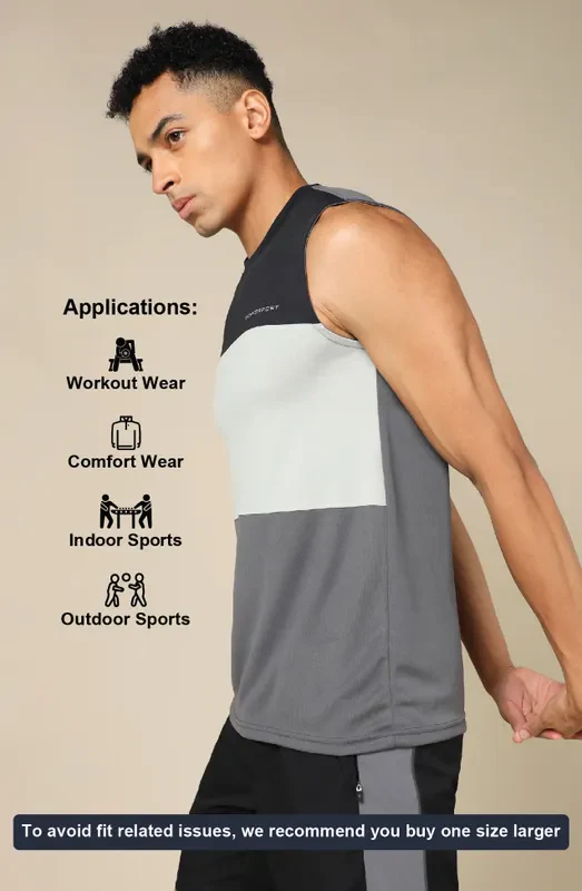 Men Colorblock Slim Fit Crew Neck Innerwear Vest with TECHNO COOL+ - Image 5