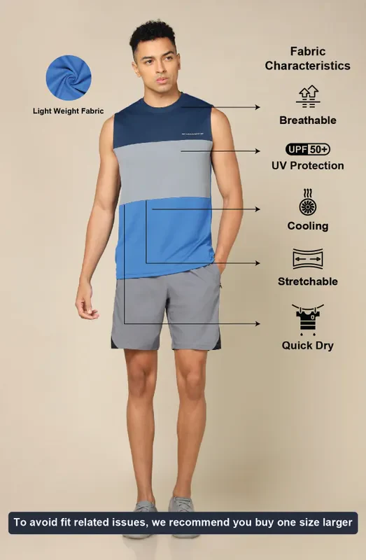 Men Colorblock Slim Fit Crew Neck Innerwear Vest with TECHNO COOL+ - Image 4