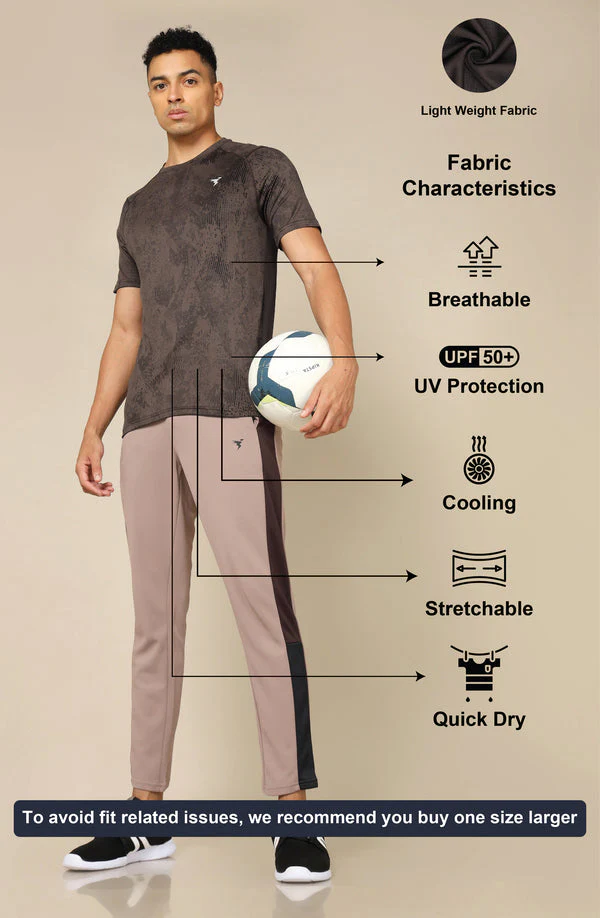 Men Self Design Slim Fit Crew Neck T-shirt with DOUBLE COOL - Image 5