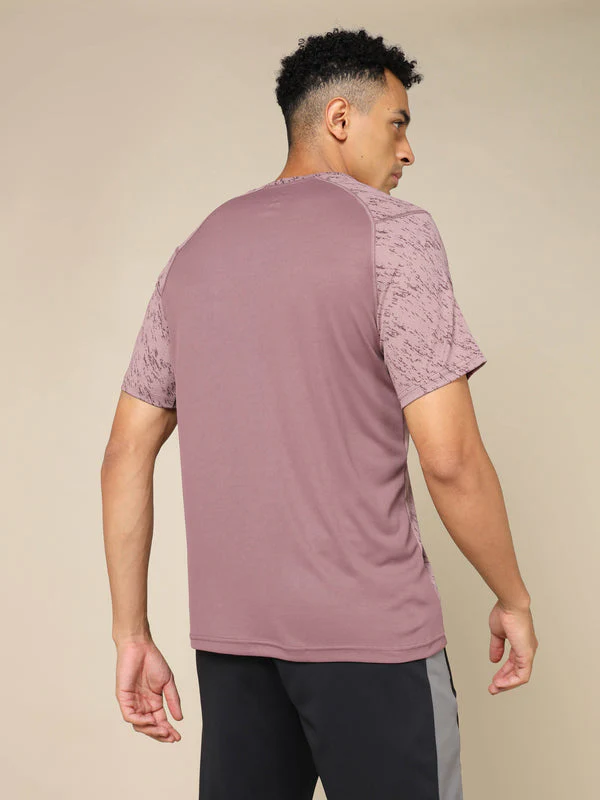 Men Self Design Slim Fit Crew Neck T-shirt with DOUBLE COOL - Image 3
