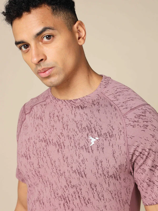 Men Self Design Slim Fit Crew Neck T-shirt with DOUBLE COOL - Image 6