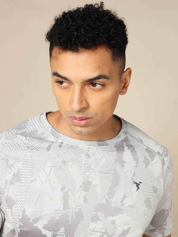 Men Self Design Slim Fit Crew Neck T-shirt with DOUBLE COOL - Image 6
