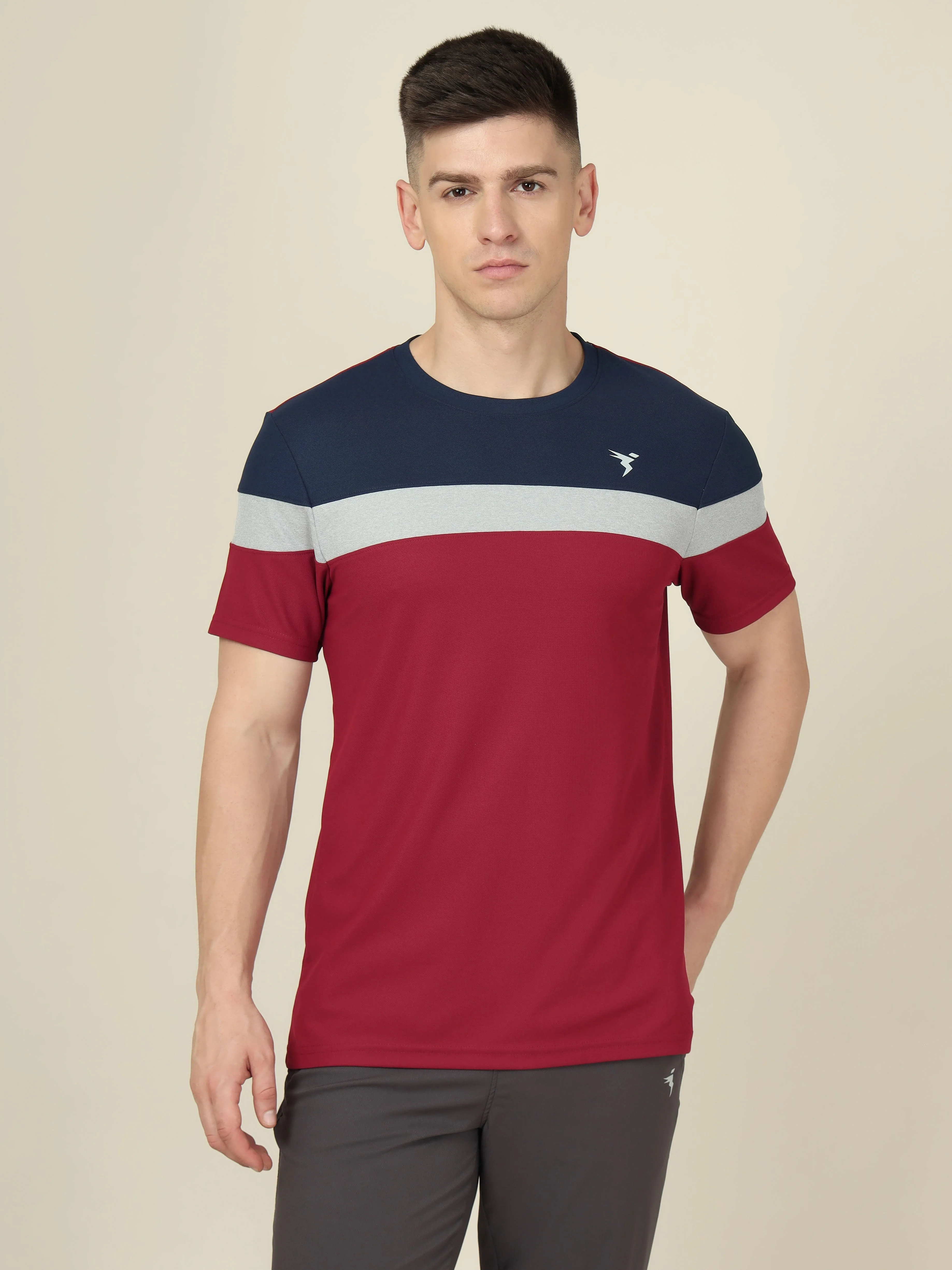 Men Colorblock Slim Fit Crew Neck T-shirt with MATPIQ - Image 2