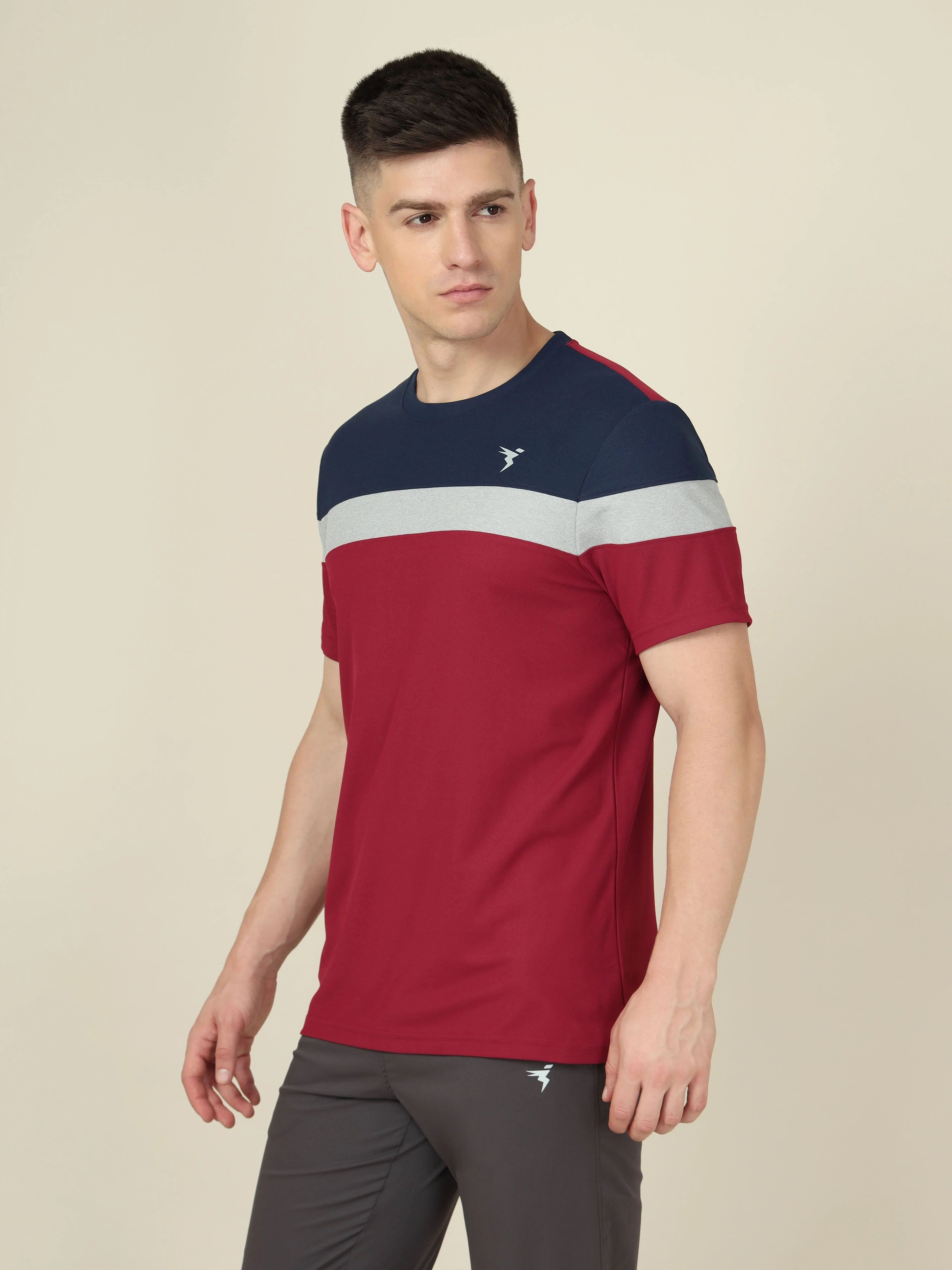 Men Colorblock Slim Fit Crew Neck T-shirt with MATPIQ - Image 4