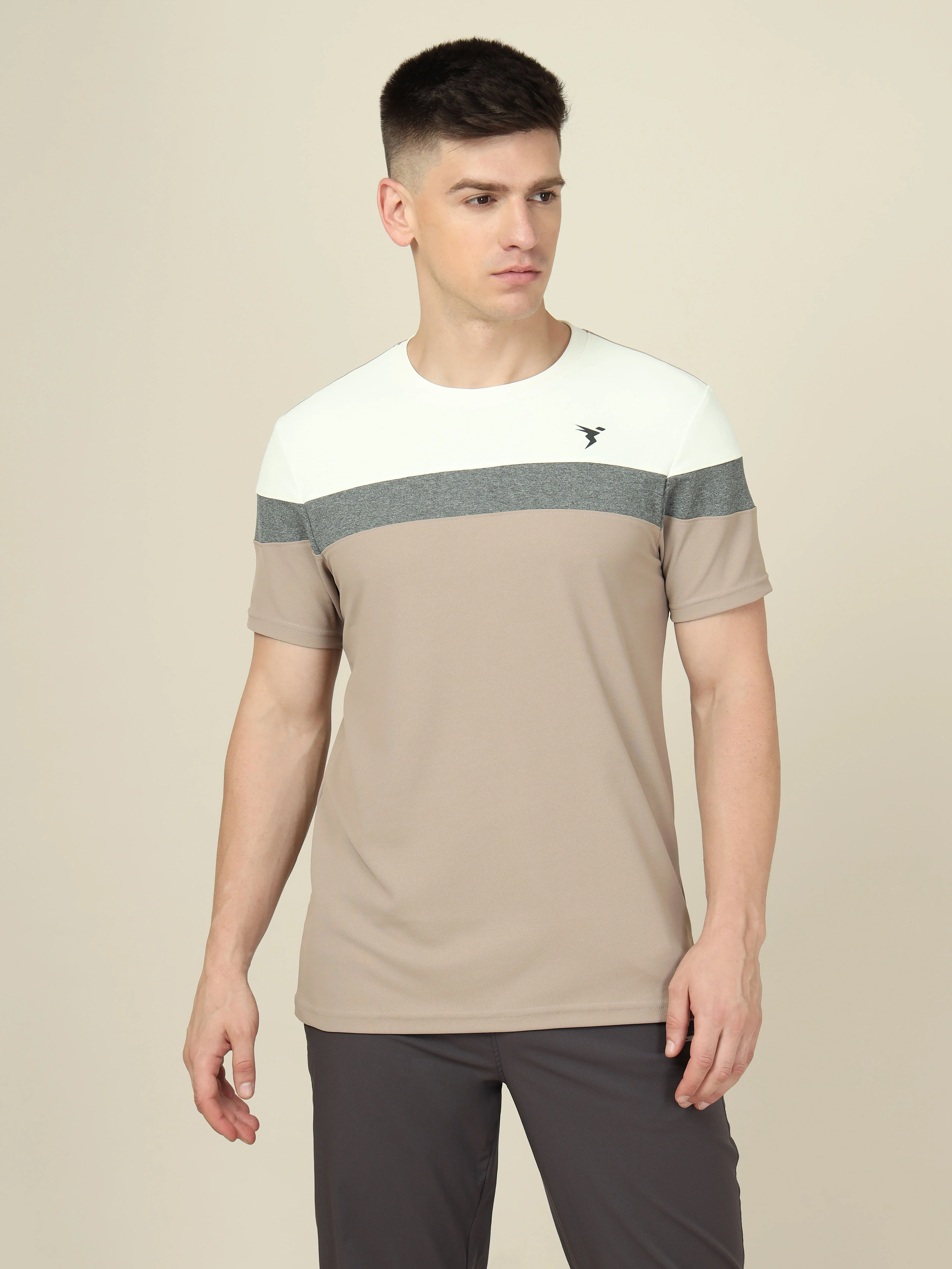 Men Colorblock Slim Fit Crew Neck T-shirt with MATPIQ - Image 2