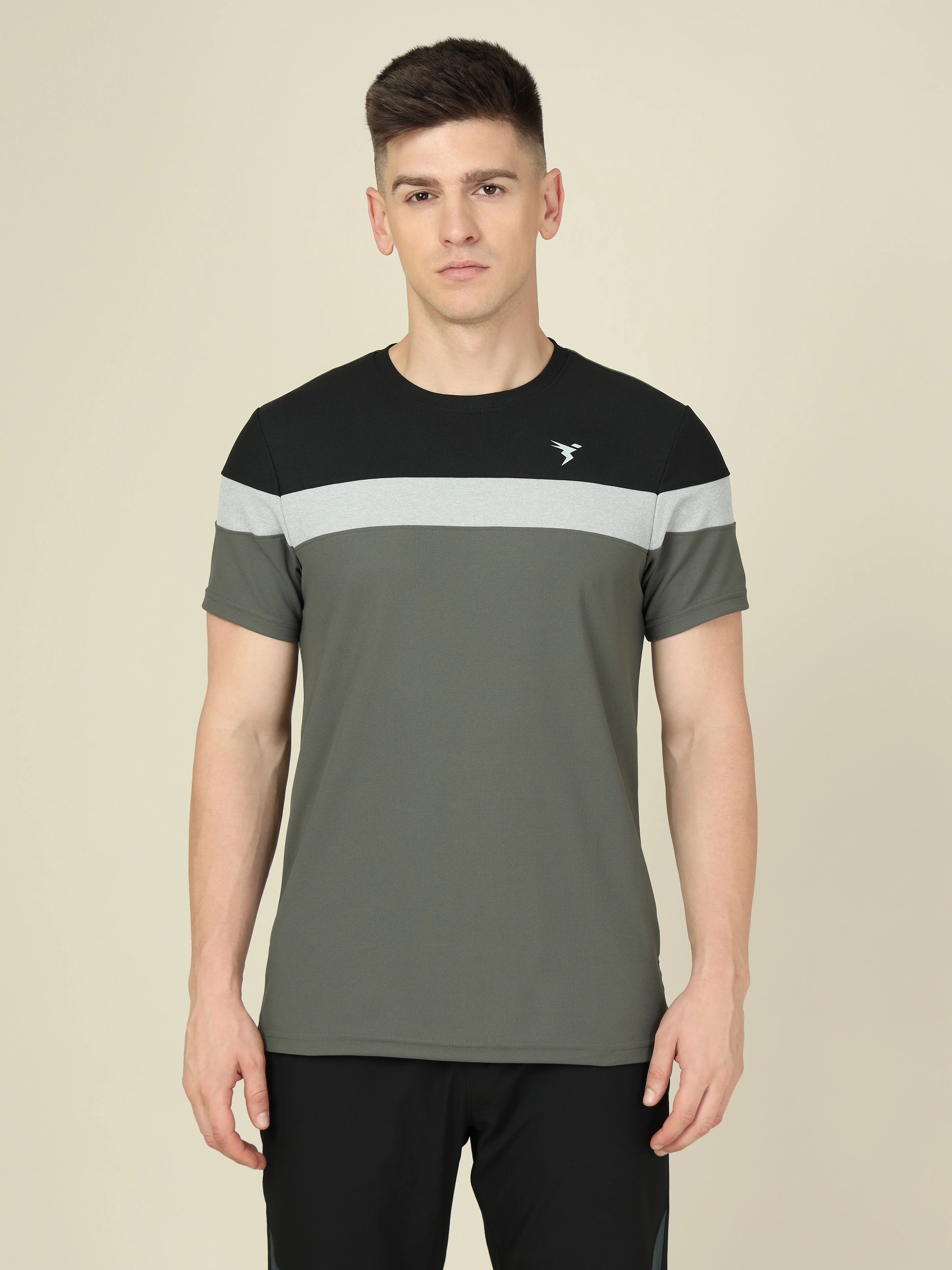 Men Colorblock Slim Fit Crew Neck T-shirt with MATPIQ - Image 2