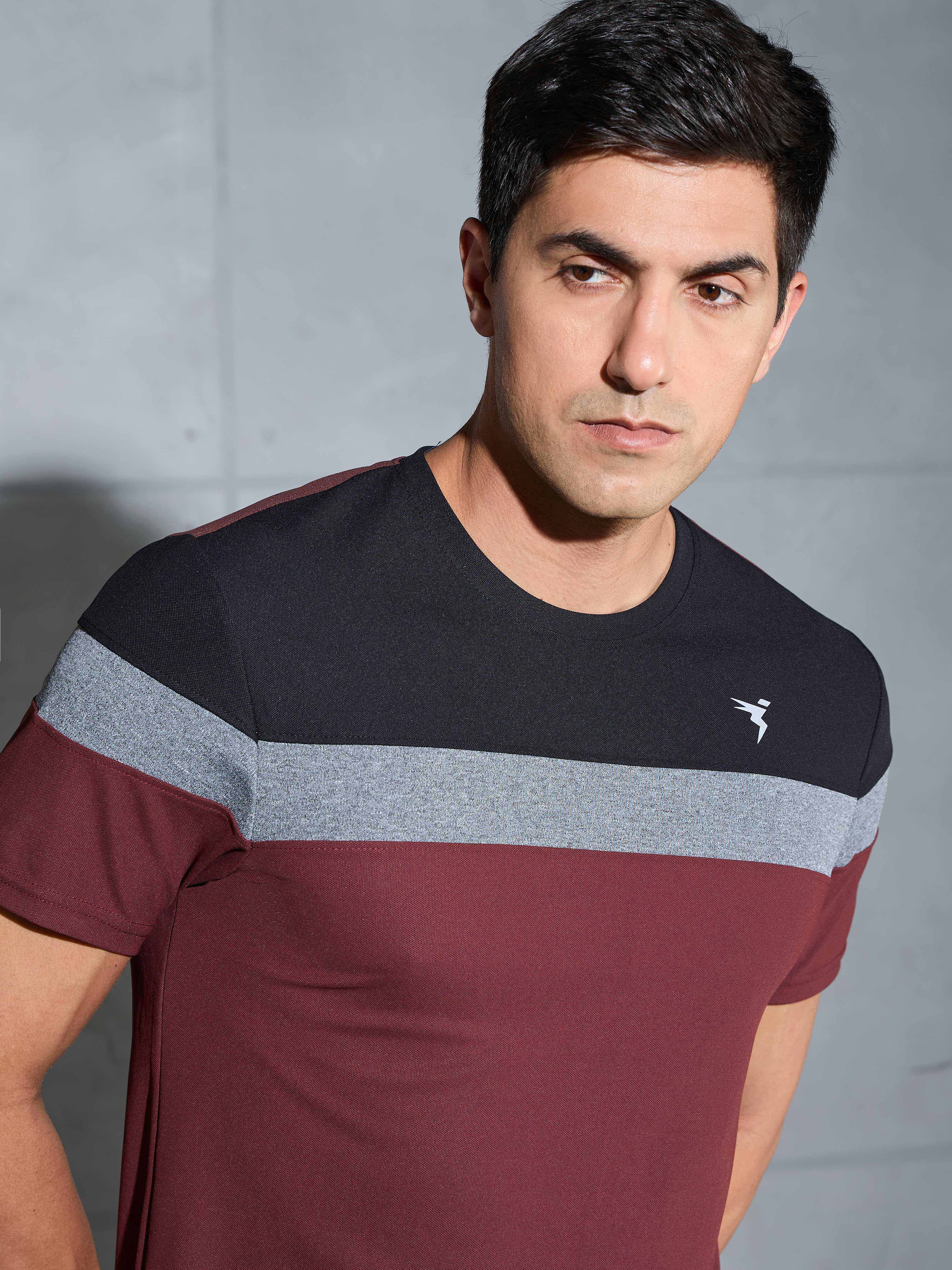 Men Colorblock Slim Fit Crew Neck T-shirt with MATPIQ - Image 6