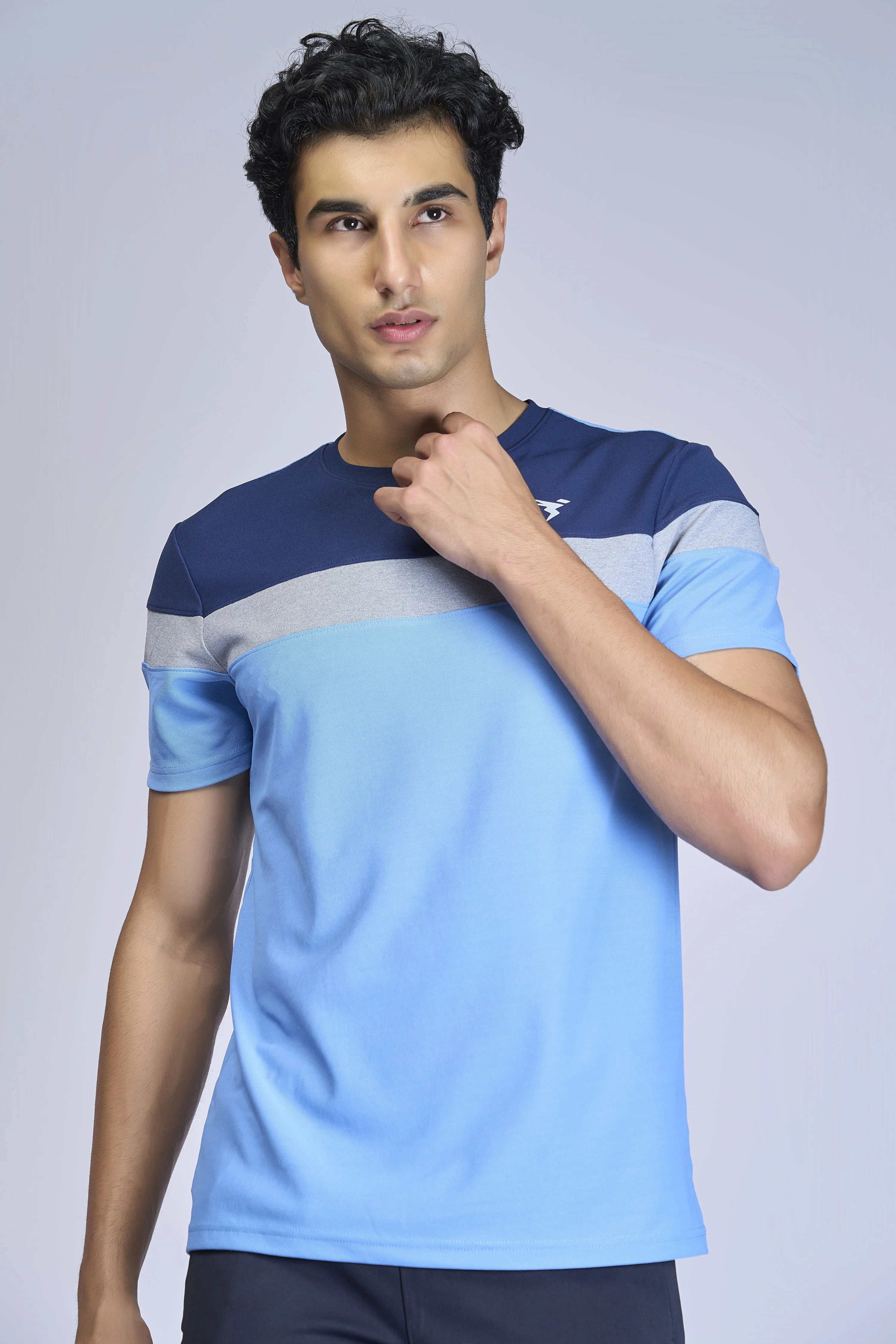 Men Colorblock Slim Fit Crew Neck T-shirt with MATPIQ - Image 2