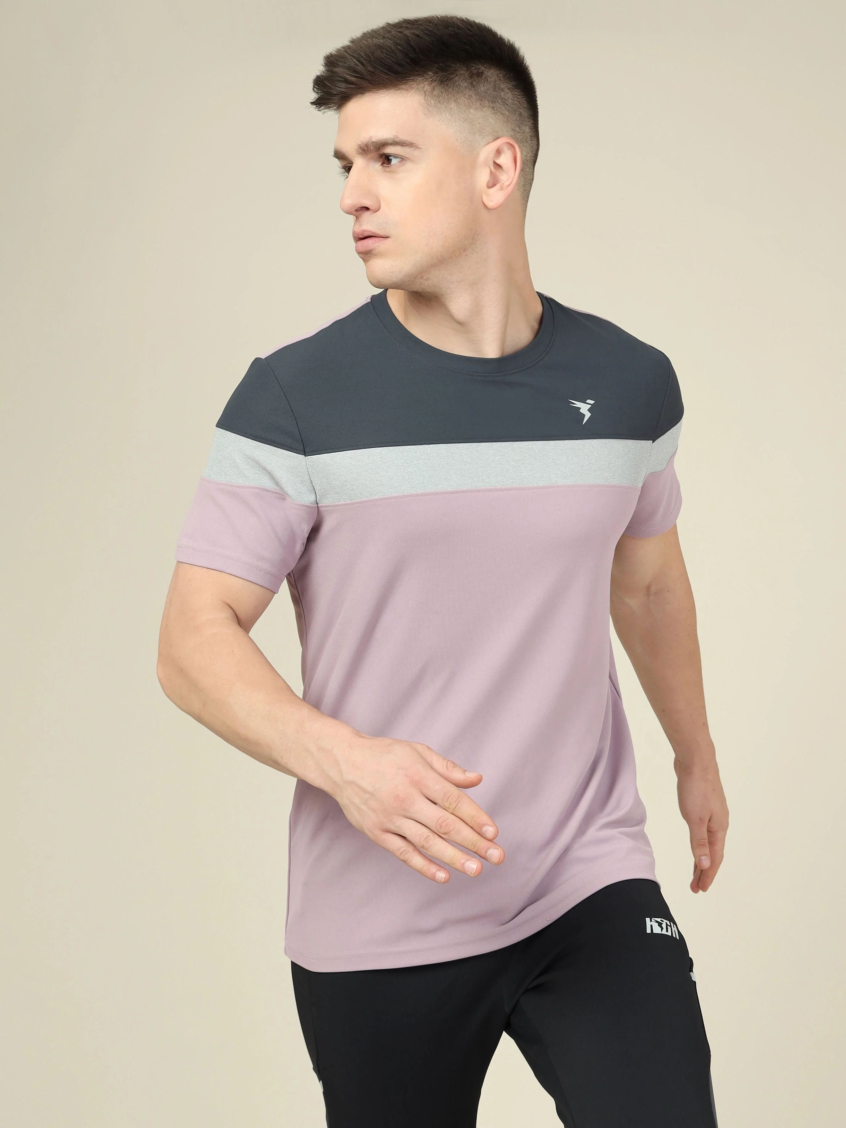 Men Colorblock Slim Fit Crew Neck T-shirt with MATPIQ - Image 4